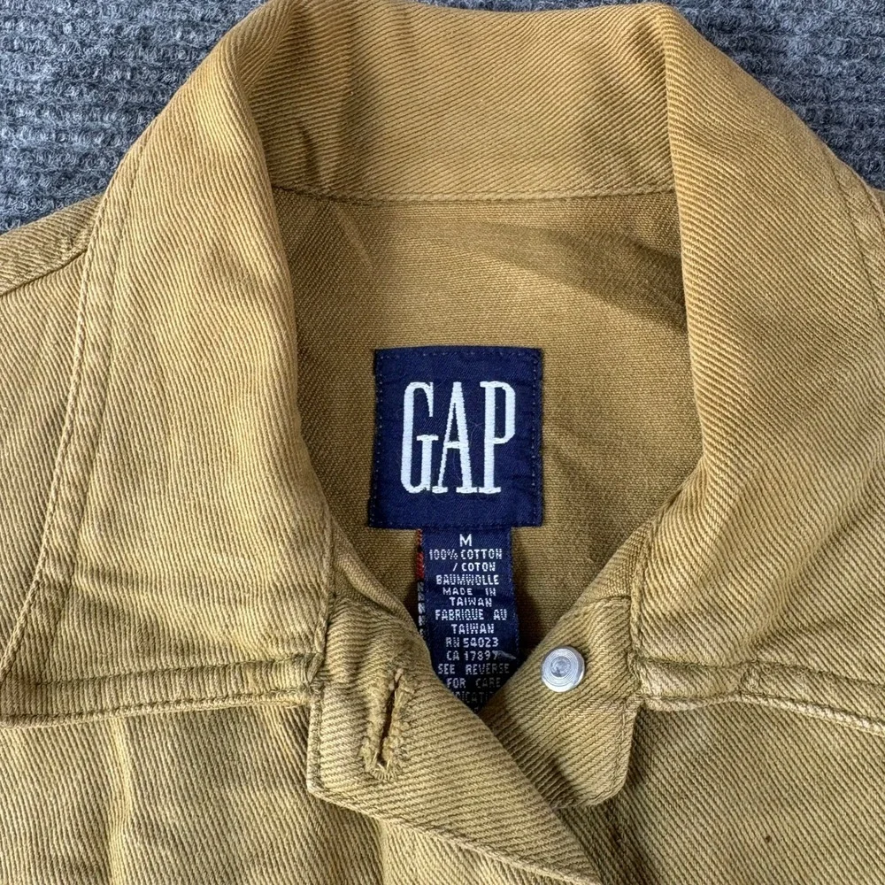 Vintage GAP Mustard Yellow Cotton Trucker Jacket Mens Medium 90s Chore Coat